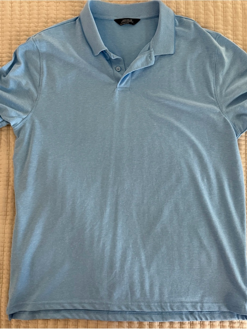 Members Mark Mens Polo Shirt Light Blue Short Sleeve Collared